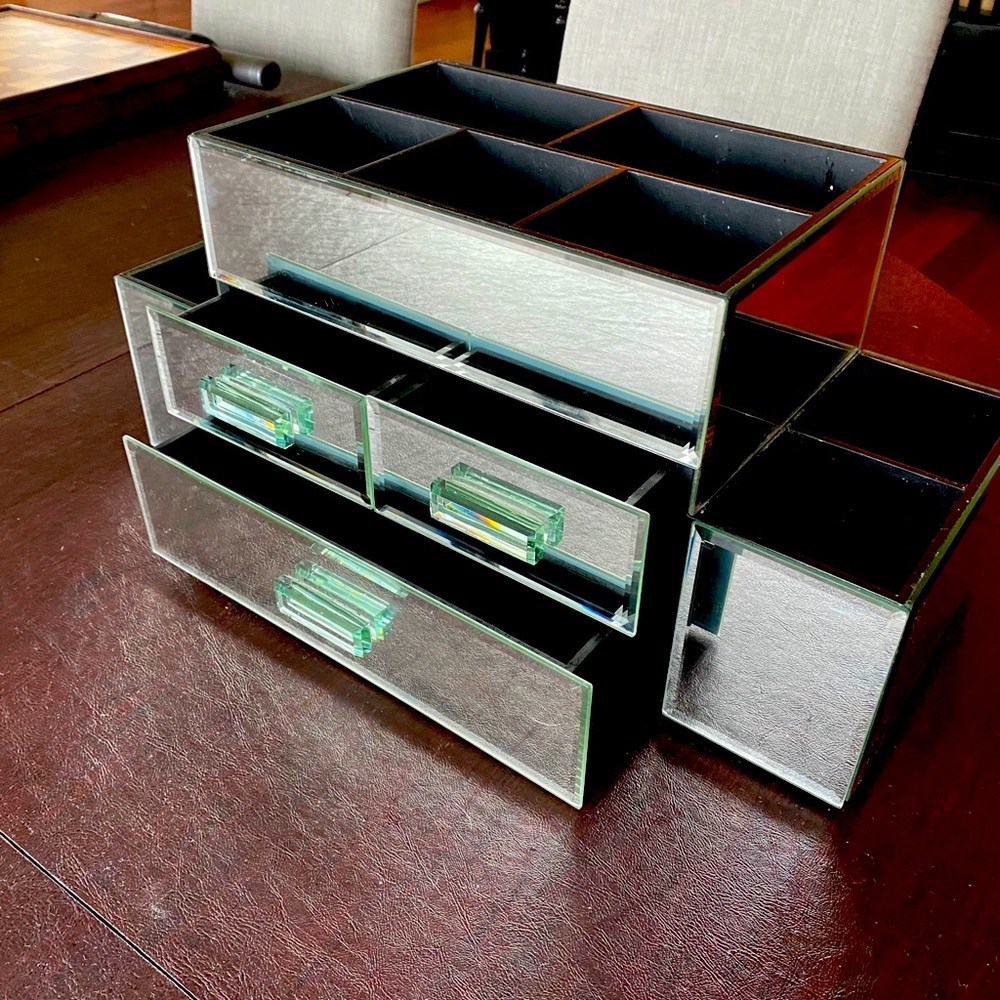 Potterybarn mirrored makeup & Accessories storage.